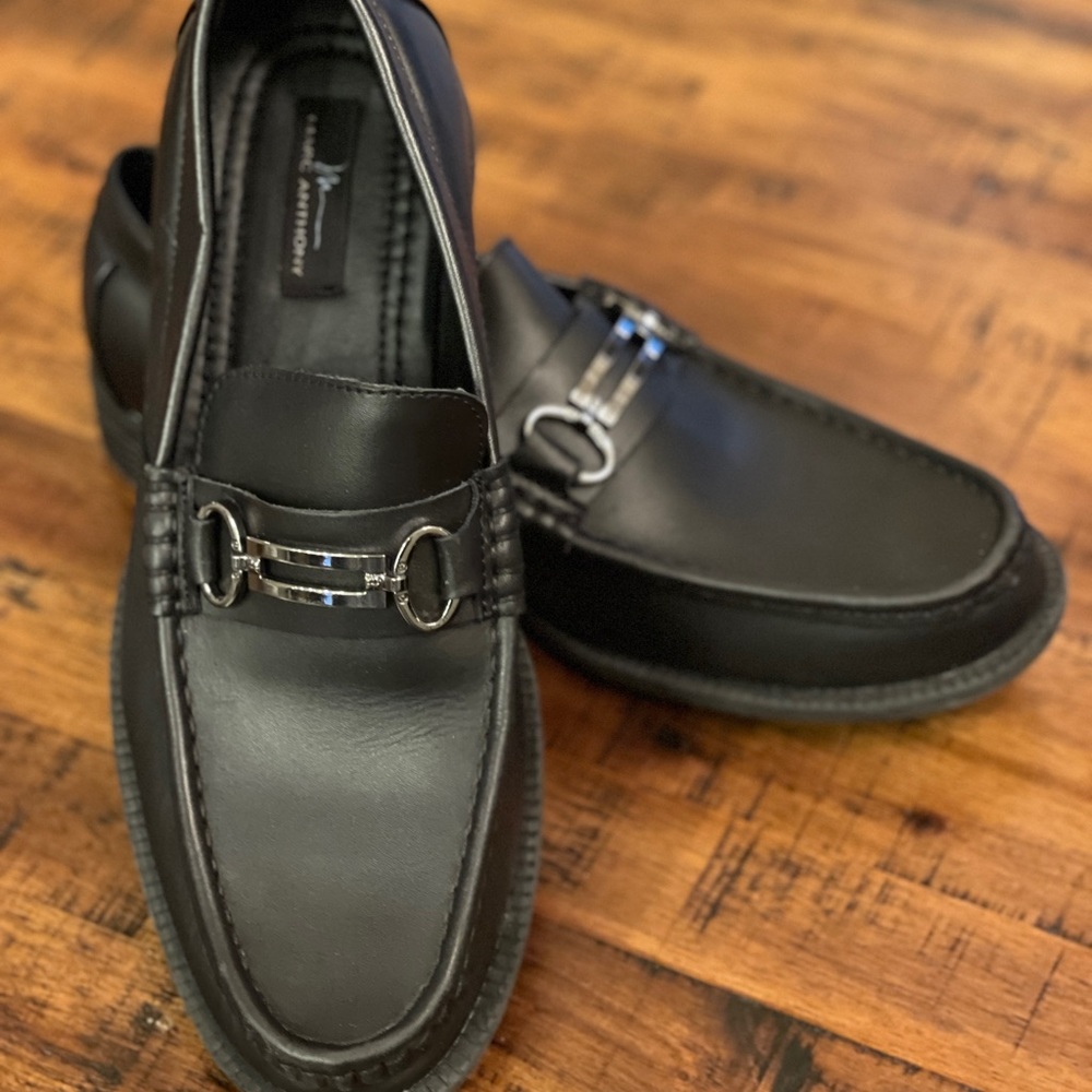 Marc Anthony Black Leather Buckle Slip-on Loafer Driving Shoe Size 8.5